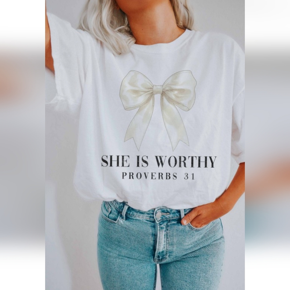 🎀🙏 She Is Worthy Proverbs 31 Graphic Tee